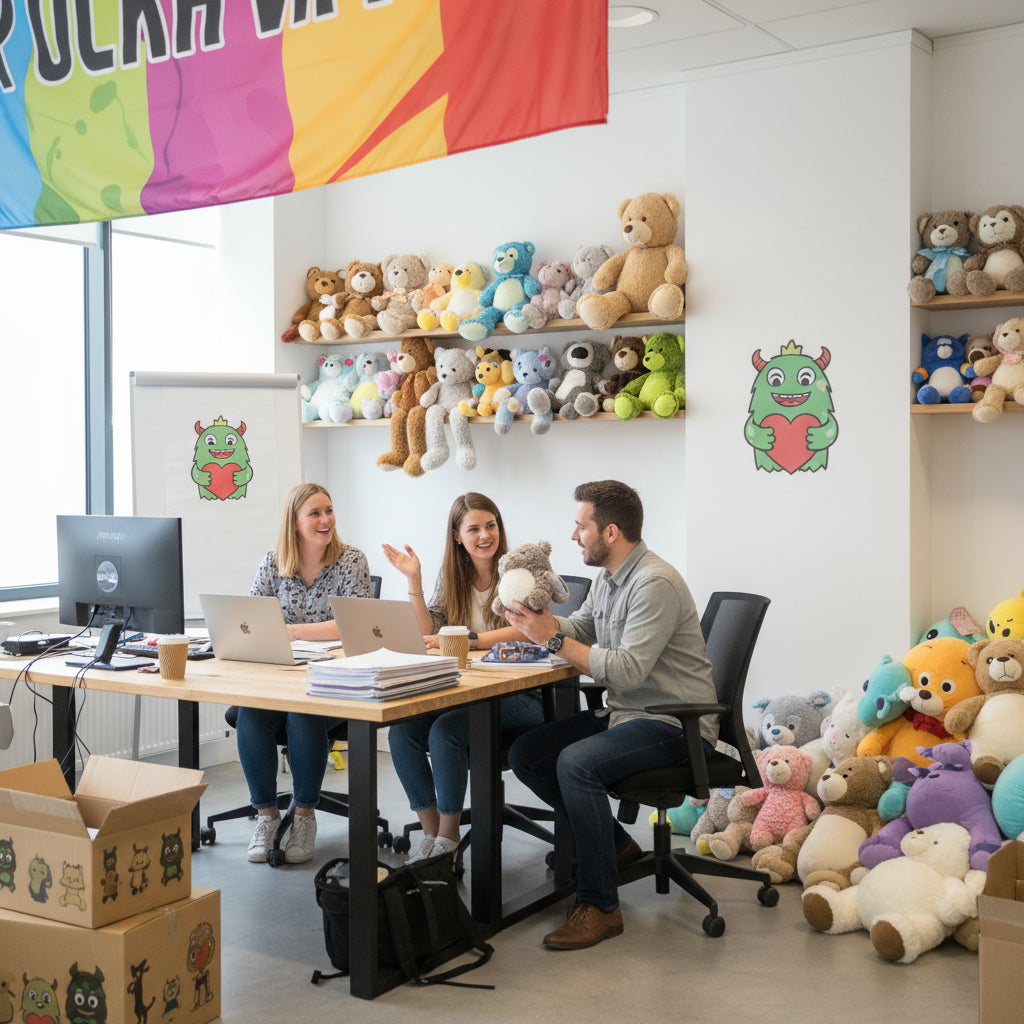 Paket mit handverpacktem Kuscheltier