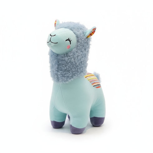 alpaka kuscheltier bunt blau