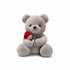 Bär Kuscheltier mit Stoffblume Grau