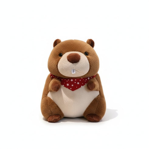 Biber Kuscheltier mit Schal Rot