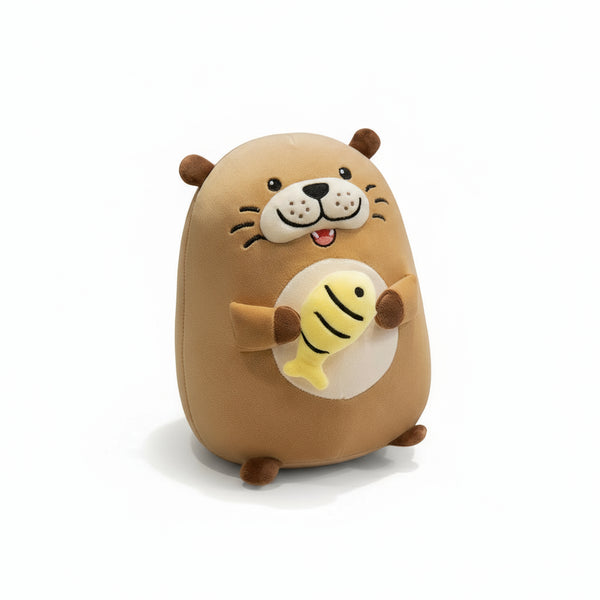 Kuscheltier Otter mit Fisch Braun