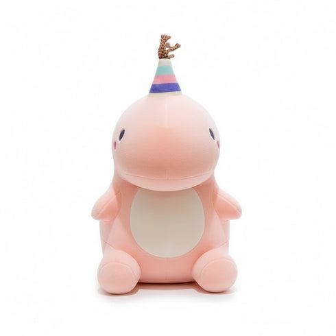 Dino Kuscheltier mit Partyhut Rosa