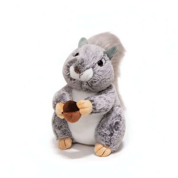 Eichhörnchen Kuscheltier mit Nuss Grau