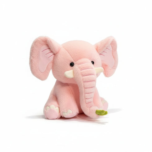 Elefant Kuscheltier mit Blatt Rosa