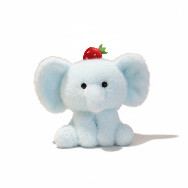 Elefant Kuscheltier mit Erdbeer-Hütchen Blau