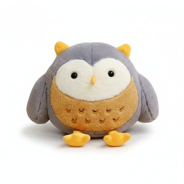 Eule Kuscheltier Rund Grau
