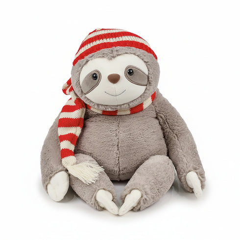 Faultier Kuscheltier mit Mütze Grau