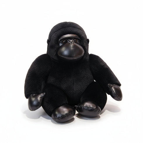 Gorilla Kuscheltier mit Lederlook Schwarz