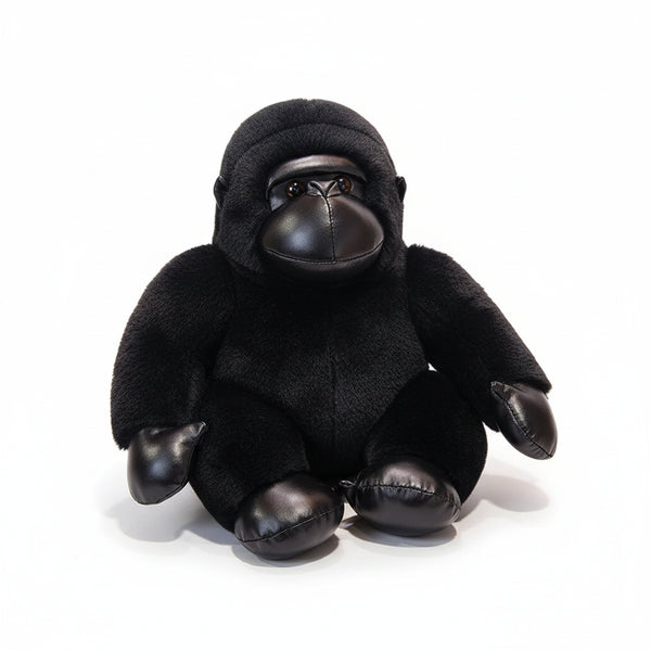 Gorilla Kuscheltier mit Lederlook Schwarz