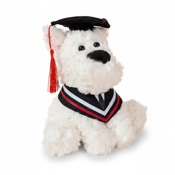 Graduierte Hund Kuscheltier Weiß