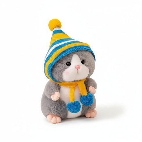 Hamster Kuscheltier mit Winterkleidung Grau