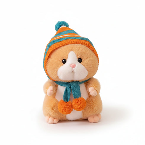 Hamster Kuscheltier mit Winterkleidung Orange