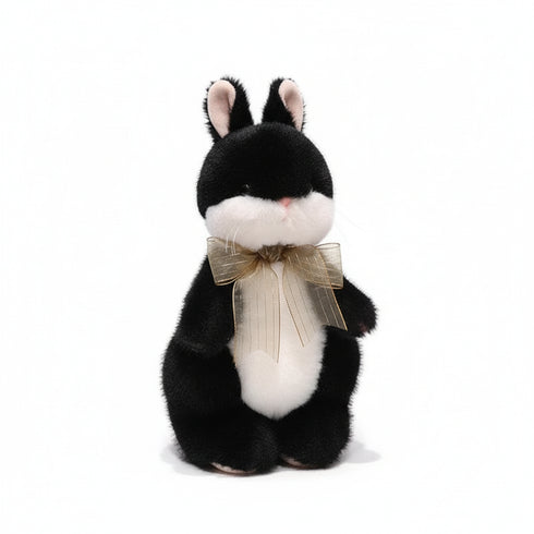 Hase Kuscheltier mit Schleife Schwarz