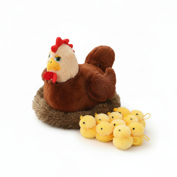 Huhn Kuscheltier mit Küken Braun