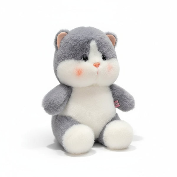 Katze Kuscheltier Flauschbacke Grau