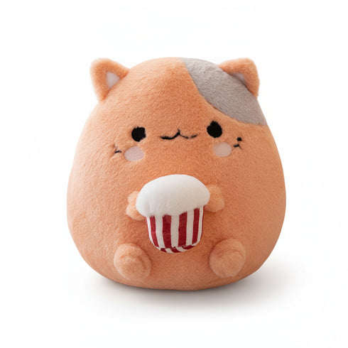 Katze Kuscheltier mit Popcorn Orange