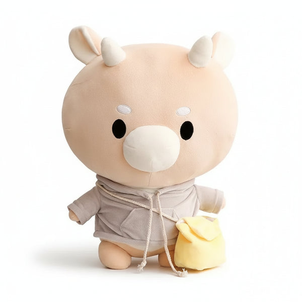 Kuh Kuscheltier mit Hoodie Braun