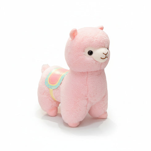 Kuscheltier Alpaka mit Sattel Rosa