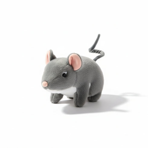 Maus Kuscheltier mit Fester Schwanz Grau