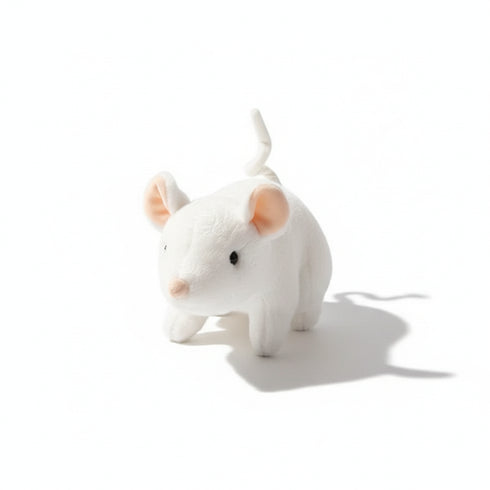 Maus Kuscheltier mit Fester Schwanz Weiß