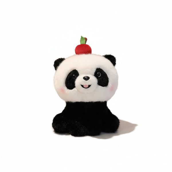 Panda Kuscheltier mit Erdbeer-Hütchen Schwarz