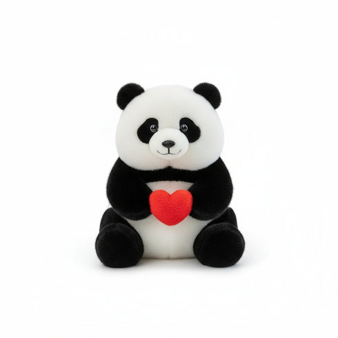 Panda Kuscheltier mit Hertz Schwarz