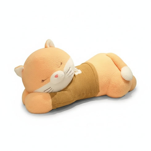 Schlafendes Katzen Kuschelkissen Gelb