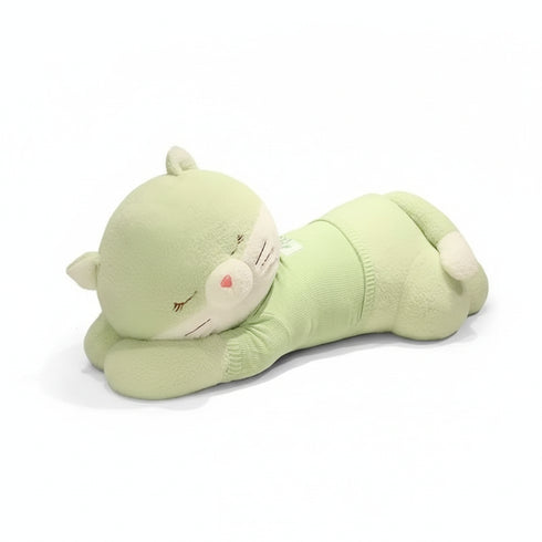 Schlafendes Katzen Kuschelkissen Grün