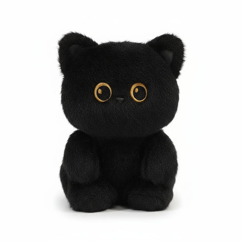Schwarz Flauschi Katze Kuscheltier