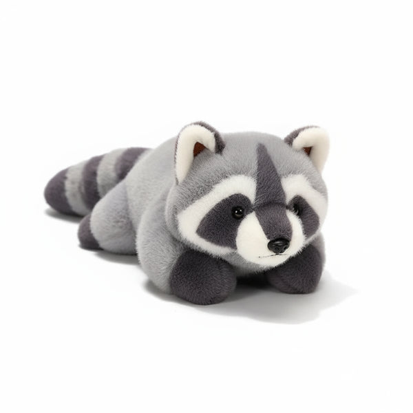 waschbar kuscheltier liegend grau